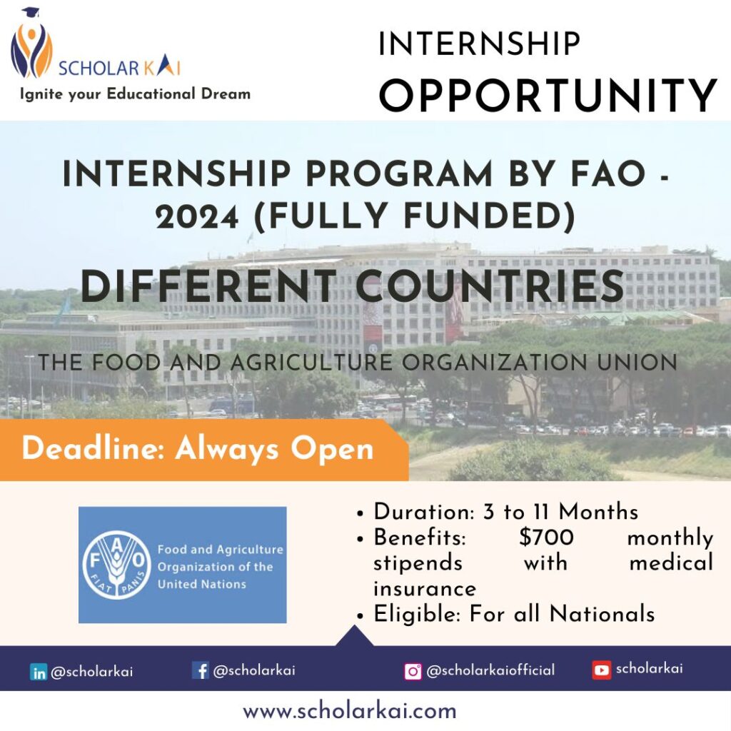 Internship Program By FAO 2024 (Fully Funded) ScholarKai