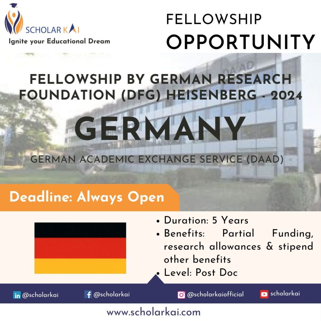 Fellowship by German Research Foundation (DFG) Heisenberg - ScholarKai